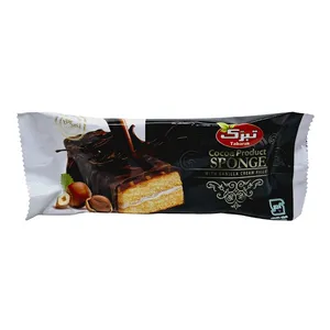 کیک روکش اسفنجی دو لایه با روکش کاکائو تبرک - 40 گرم بسته 24 عددی