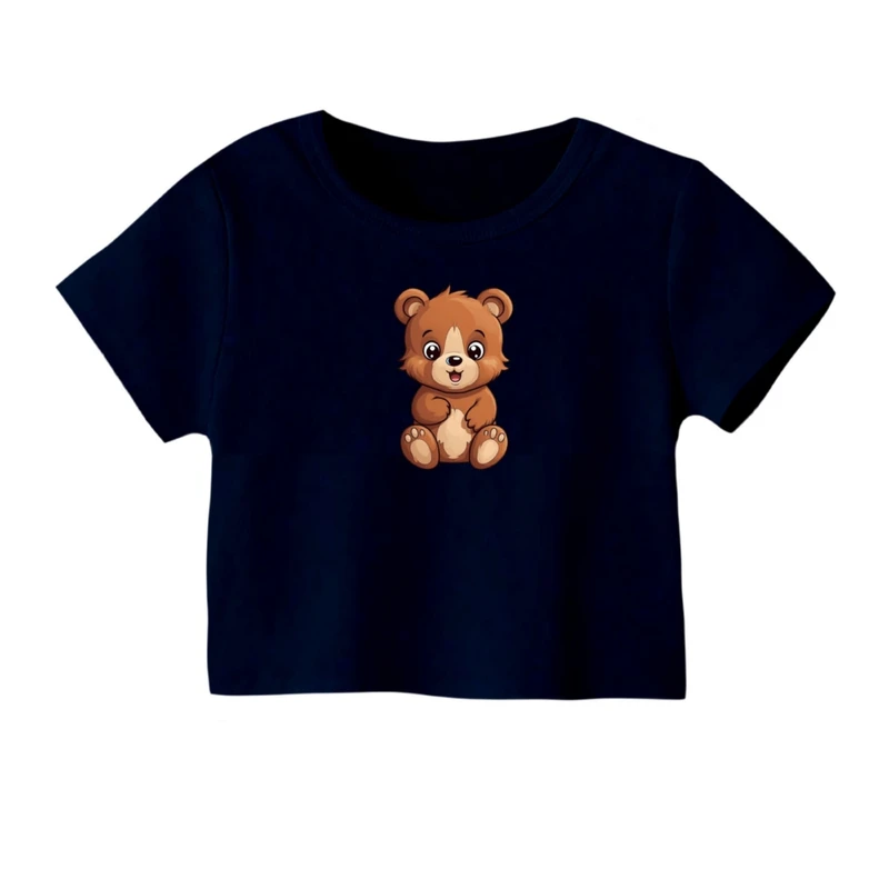 کراپ‌ تی‌شرت آستین کوتاه زنانه مدل تدی کد 02