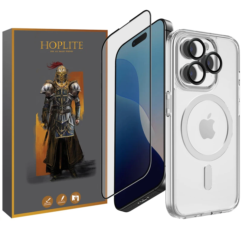کاور هاپلایت مدل MagSafe Clear HL مناسب برای گوشی موبایل اپل iPhone 16 Pro به همراه محافظ صفحه نمایش و محافظ لنز دوربین
