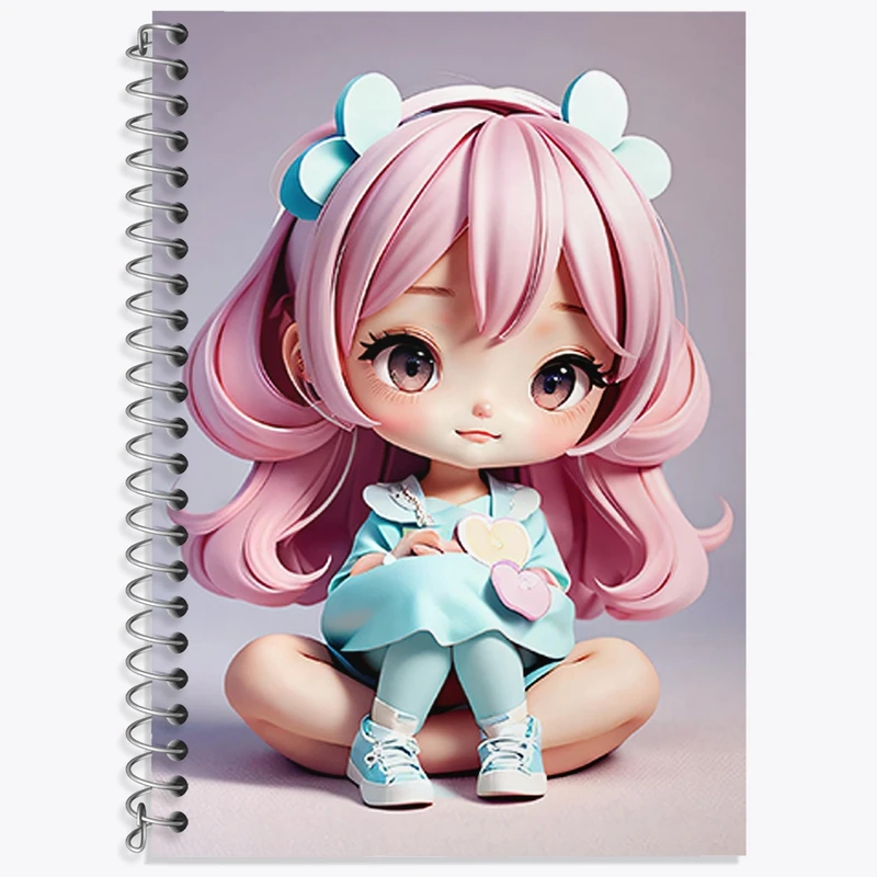 دفتر زبان 50 برگ خندالو مدل سه خط طرح دخترانه (Girlish) کد 36884