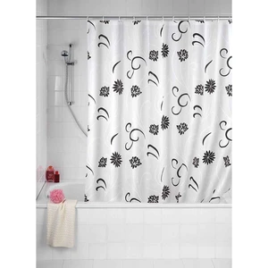 پرده حمام ونکو مدل Flower Black  سایز 200x180 سانتی متر