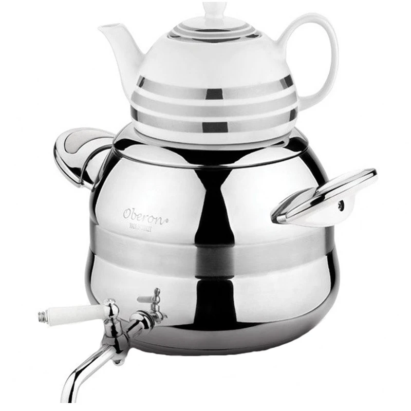 کتری قوری ابرون مدل Tea Poy کد 422 با گنجایش 6 لیتر به همراه ست سه عددی اردورخوری