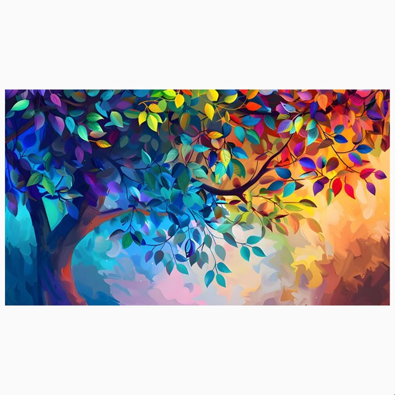 کاغذ دیواری طرح انتزاعی درخت چهار رنگ مدل تغییر فصل ها کد AR304082