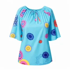 بلوز آستین کوتاه یقه گرد زنانه مدل توپک کد ۸۹