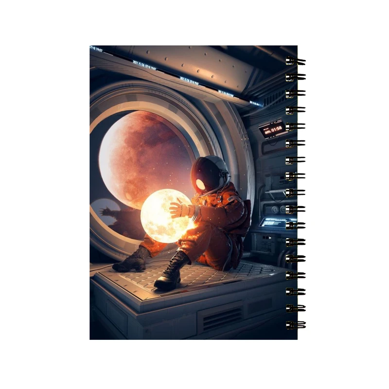 دفتر مشق 60 برگ طرح آدم در فضا و ماه کد D-1031