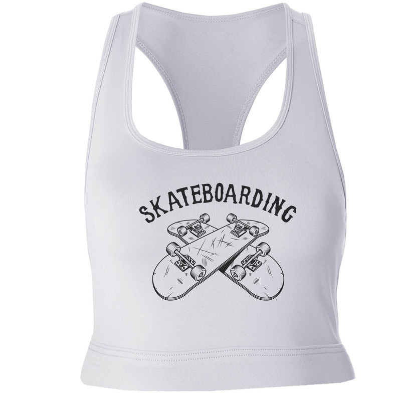 نیم تنه ورزشی زنانه مدل Skateboarding کد SH100 رنگ سفید