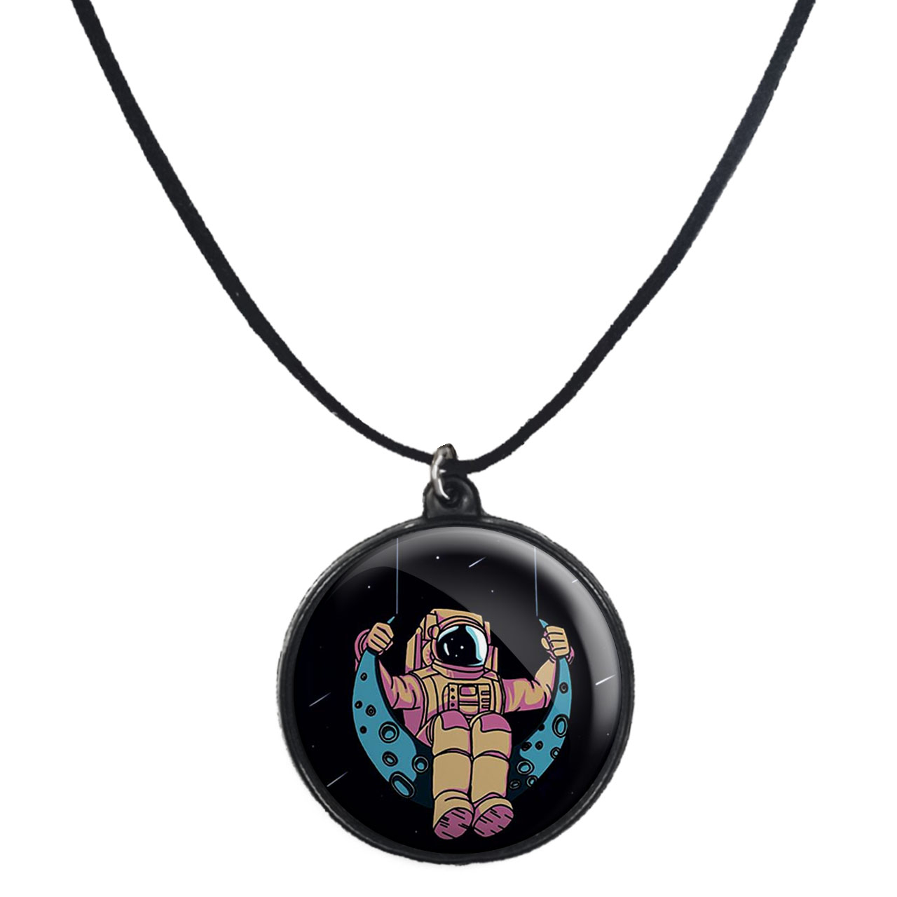 گردنبند پرمانه طرح فضانورد کد pmb.10436 مدل دو طرفه