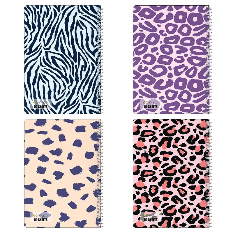 دفتر نقاشي 50 برگ کارنيکا طرح پترن پوست Animal Pattern کد 17428 مجموعه 4 عددی