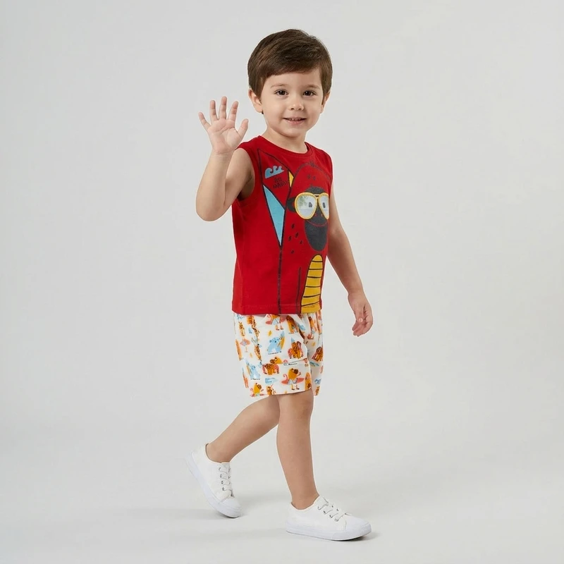 ست تاپ و شلوارک راحتی پسرانه وان بای وان مدل كيهان