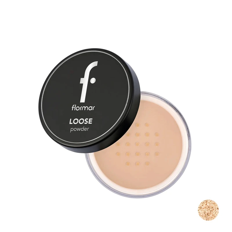 پودر فیکس مات فلورمار مدل Loose رنگ Medium sand شماره 003 مناسب انواع پوست حجم 15 گرم 