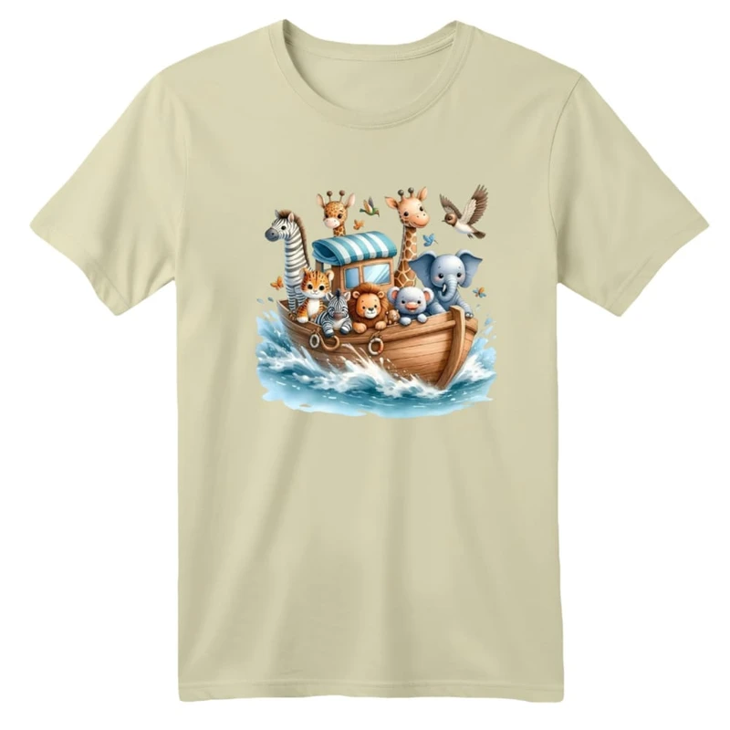 تی شرت آستین کوتاه بچگانه مدل کشتی حیوانات