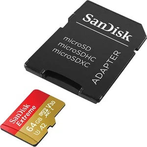 کارت حافظه microSDXC سن دیسک مدل Extreme  کلاس A2 استاندارد UHS-I U3 سرعت 160MBps ظرفیت 64 گیگابایت به همراه آداپتور SD