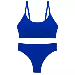 ست نیم تنه و شورت ورزشی زنانه مدل لیدی کبریتی نخی سیملس رنگ آبی