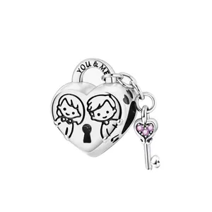 آویز گردنبند نقره زنانه پاندورا مدل Heart lock charm 65226
