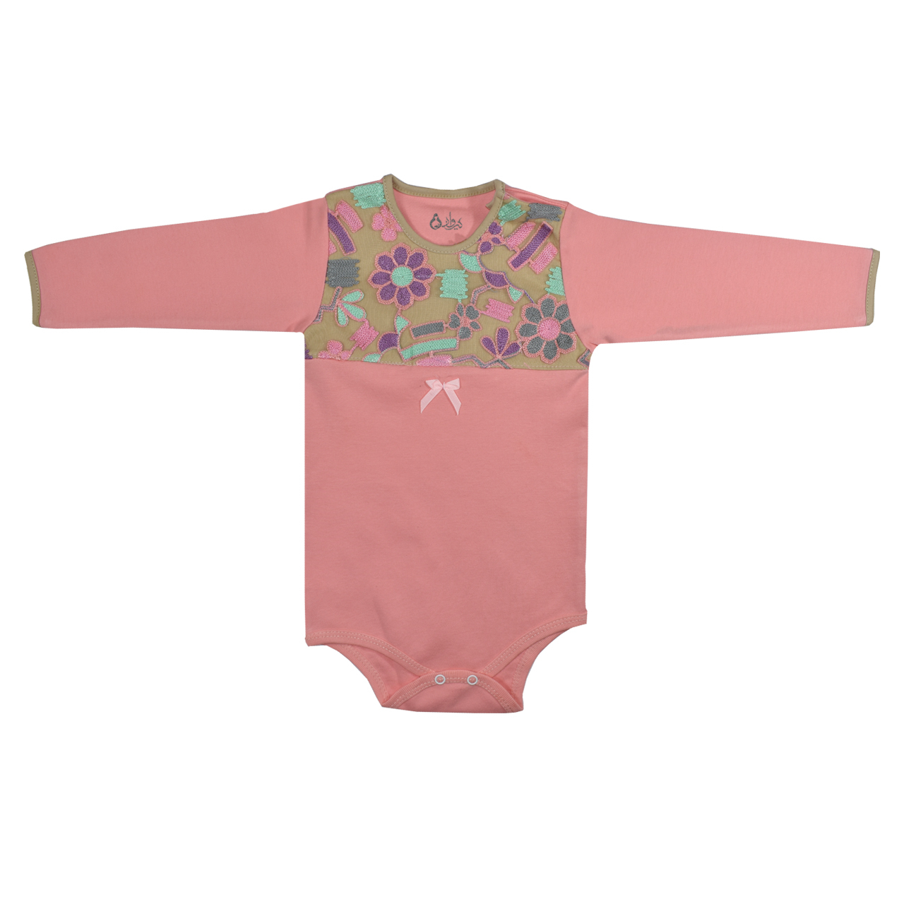 بادی آستین بلند نوزادی نیروان مدل گلبرگ