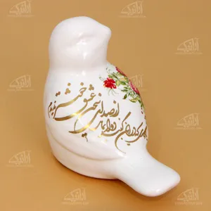 پرنده سفالی‏ خوشنویسیرنگ ‏طلایی‏ سخن عشقمدل 1105800029