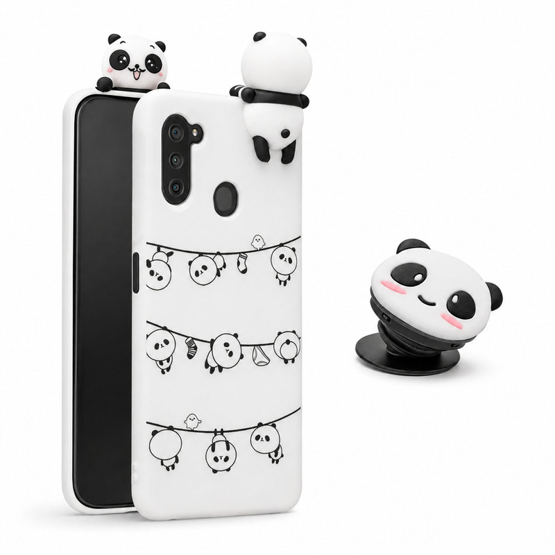 کاور طرح پاندا مدل Panda مناسب برای گوشی موبایل سامسونگ Galaxy A11 به همراه پایه نگهدارنده