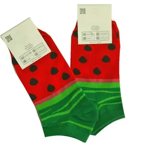 جوراب دخترانه مدل یلدا طرح هندوانه مجموعه 2 عددی