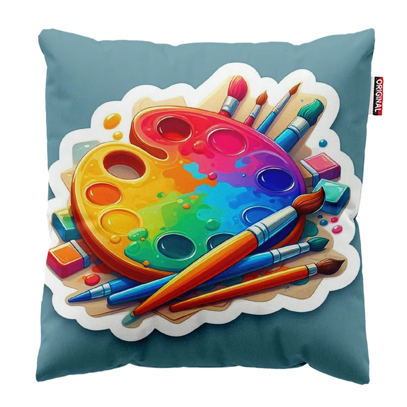 کوسن پاد آفرین مدل پالت و ابزار نقاشی کد 203 سایز 30*30 سانتی متر