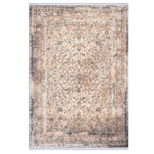 فرش ماشینی 1200 شانه محتشم زمینه خاکستری حاشیه خاکی مدل 2555009012 