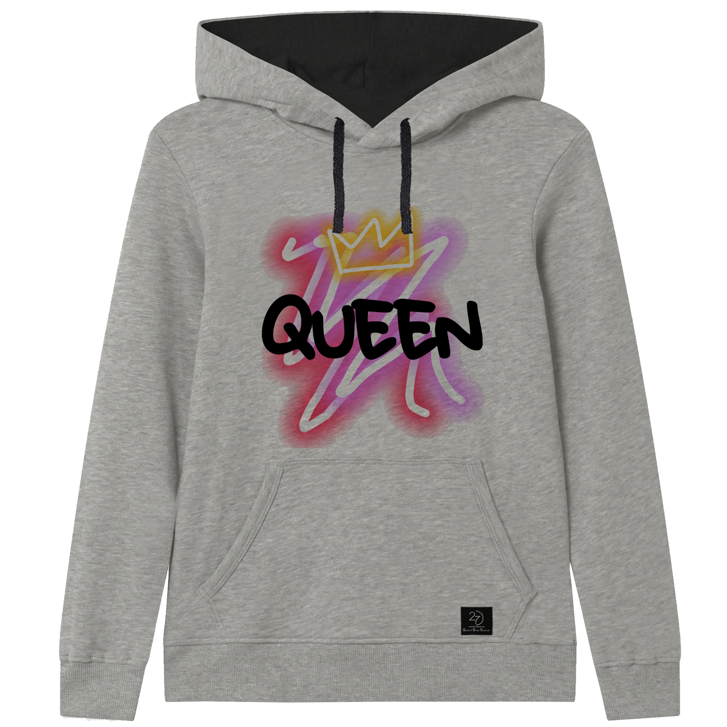 هودی دخترانه 27 مدل QUEEN کد H09 طوسی روشن
