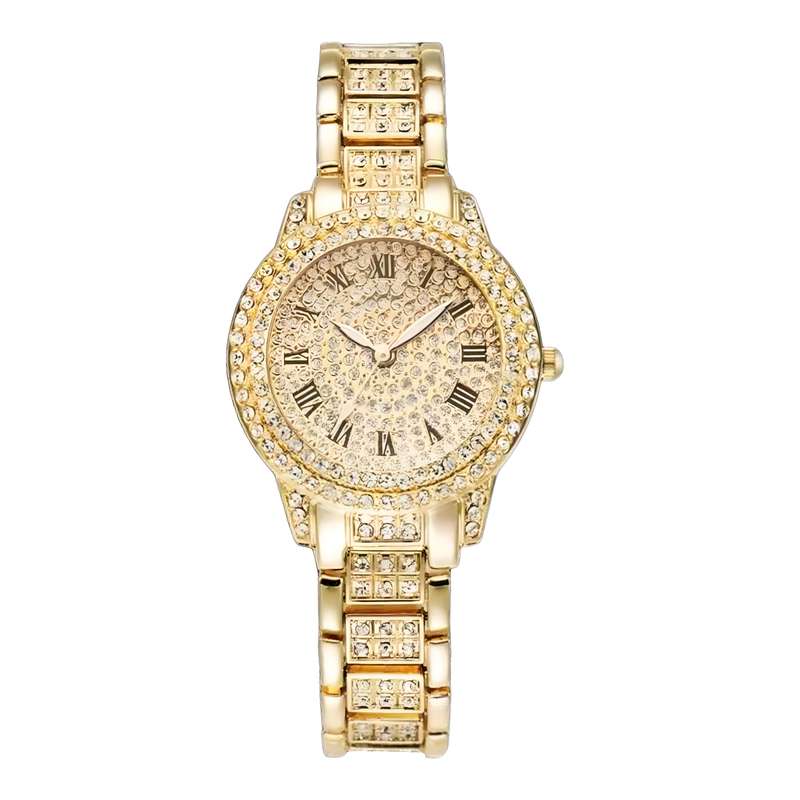 ساعت مچی عقربه ای زنانه مدل دور نگین کد 01 ساعت مچی عقربه ای زنانه مدل دور نگین کد 01