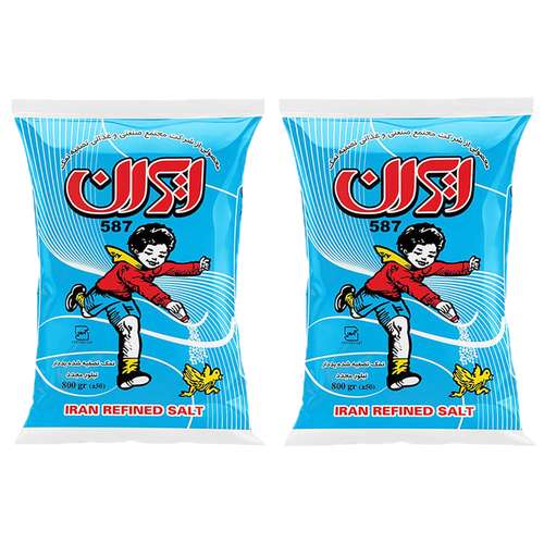 نمک تصفیه یددار ایران - 800 گرم بسته 2 عددی