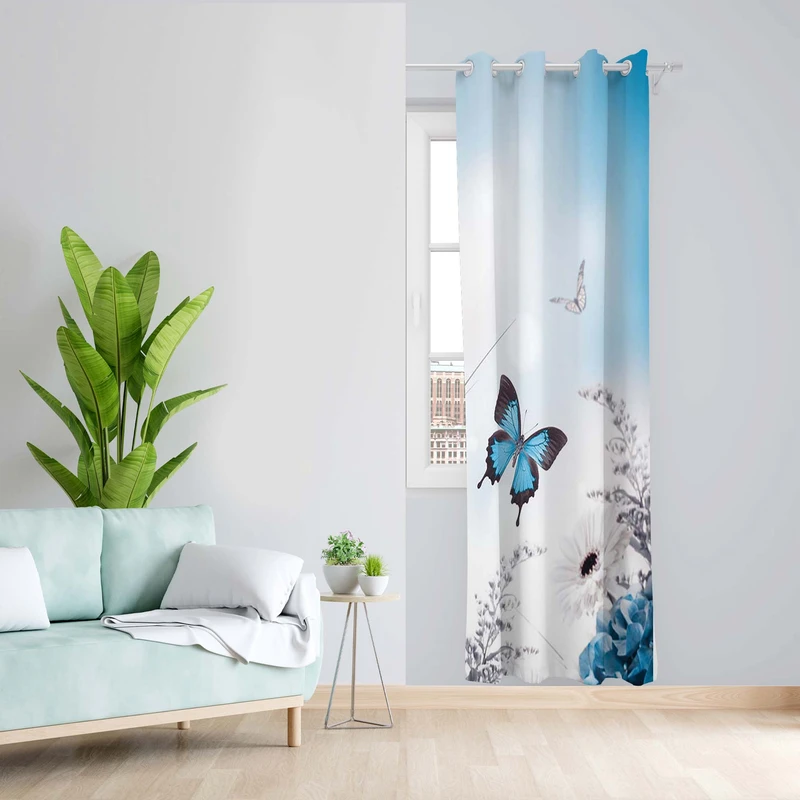 پرده طرح پروانه مدل مخمل پانچی کد 4904r z سایز 140x200 سانتی متر