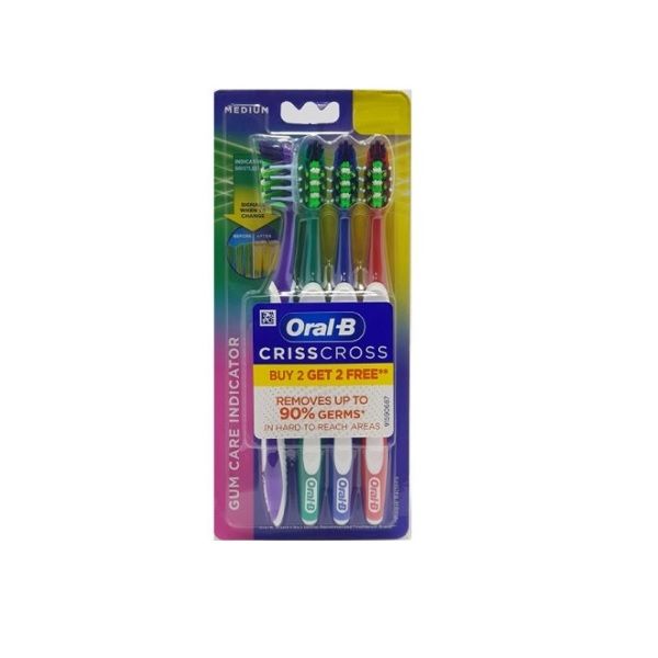 مسواک اورال-بی مدل  CRISSCROSS GUM CARE INDICATOR با برس متوسط بسته 4 عددی -  - 6