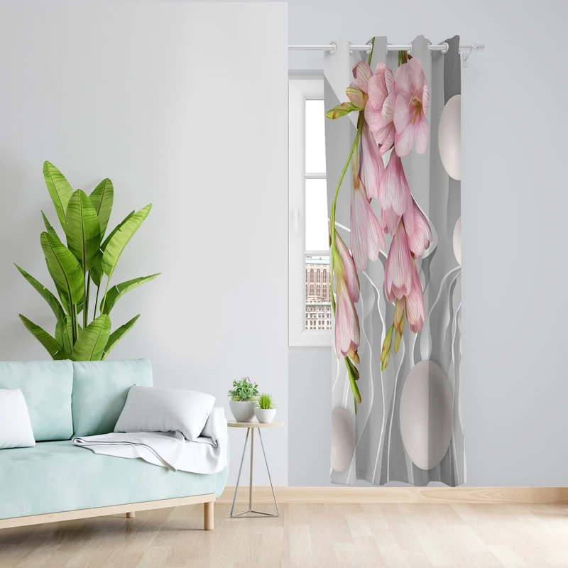 پرده طرح گل مدل مخمل پانچی کد L 1206R Z سایز 140x200 سانتی متر