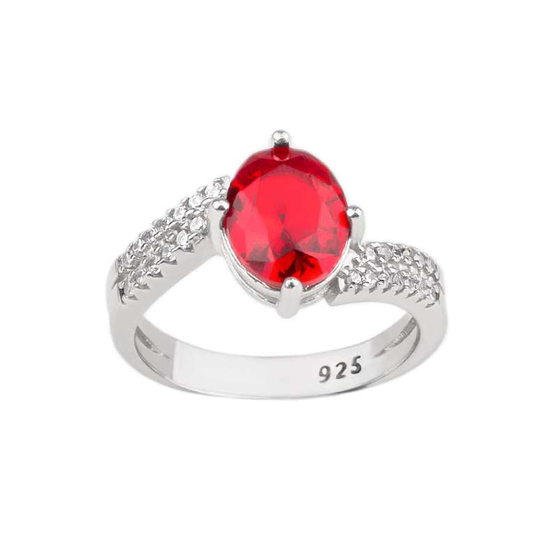انگشتر نقره زنانه مدل یاقوت سرخ کد 21306