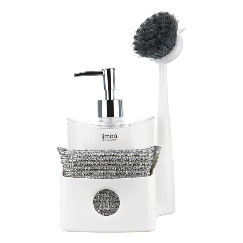 مخزن مایع دستشویی لیمون مدل بیضی DH1919 به همراه اسکاچ و فرچه