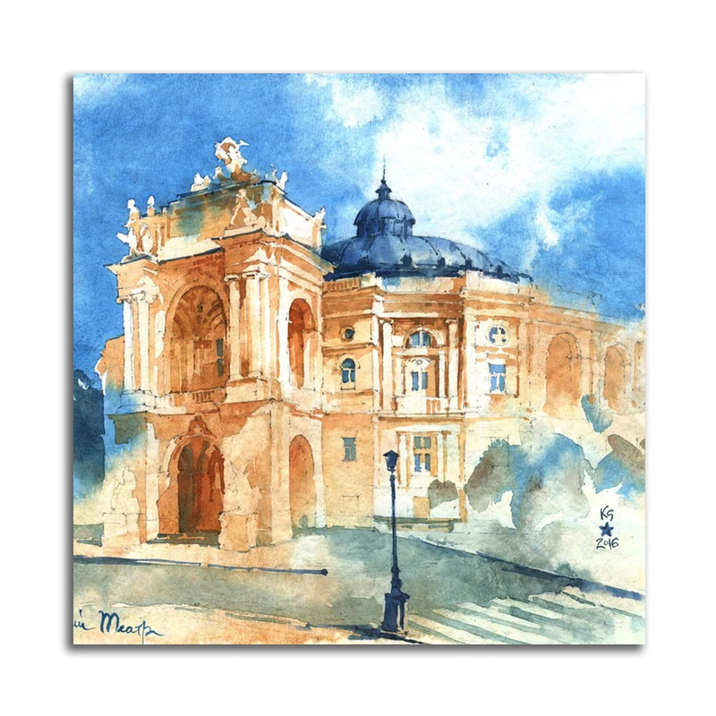 تابلو شاسی مدل نقاشی آبرنگ معماری کلاسیک کد A87