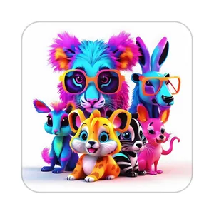 زیر لیوانی کاکتی طرح حیوانات رنگی مدل mp25234