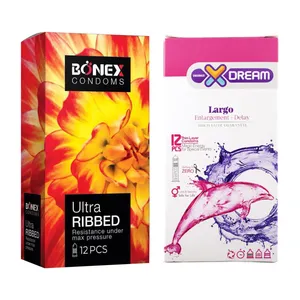 کاندوم بونکس مدل Ultra Ribbed بسته 12 عددی به همراه کاندوم ایکس دریم مدل Largo بسته 12 عددی