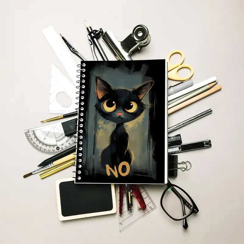 دفتر زبان 50 برگ مدوپد مدل سه خط طرح گربه کد DF14752