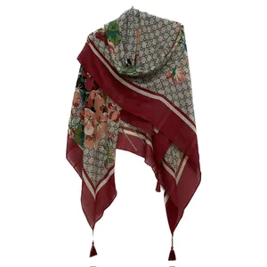 روسری زنانه مدل نخ پنبه گل