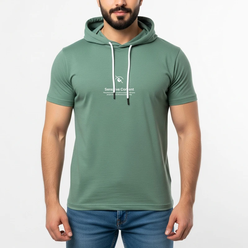 تی‌شرت کلاه‌دار آستین کوتاه مردانه مدل 14040501