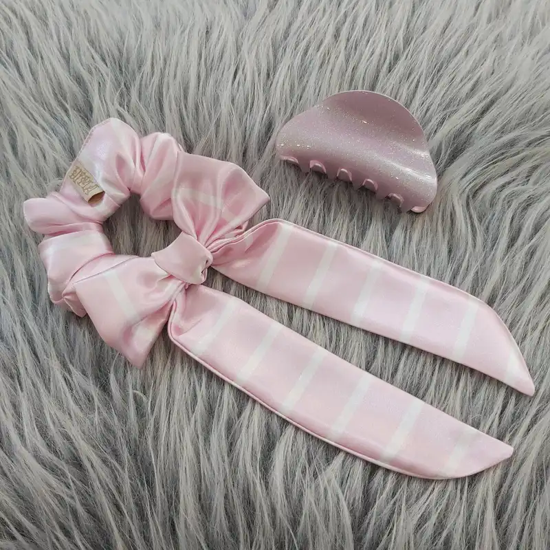 کش مو زنانه مدل اسکرانچی ساتن طرح پاپیونی کد satanV03Bow