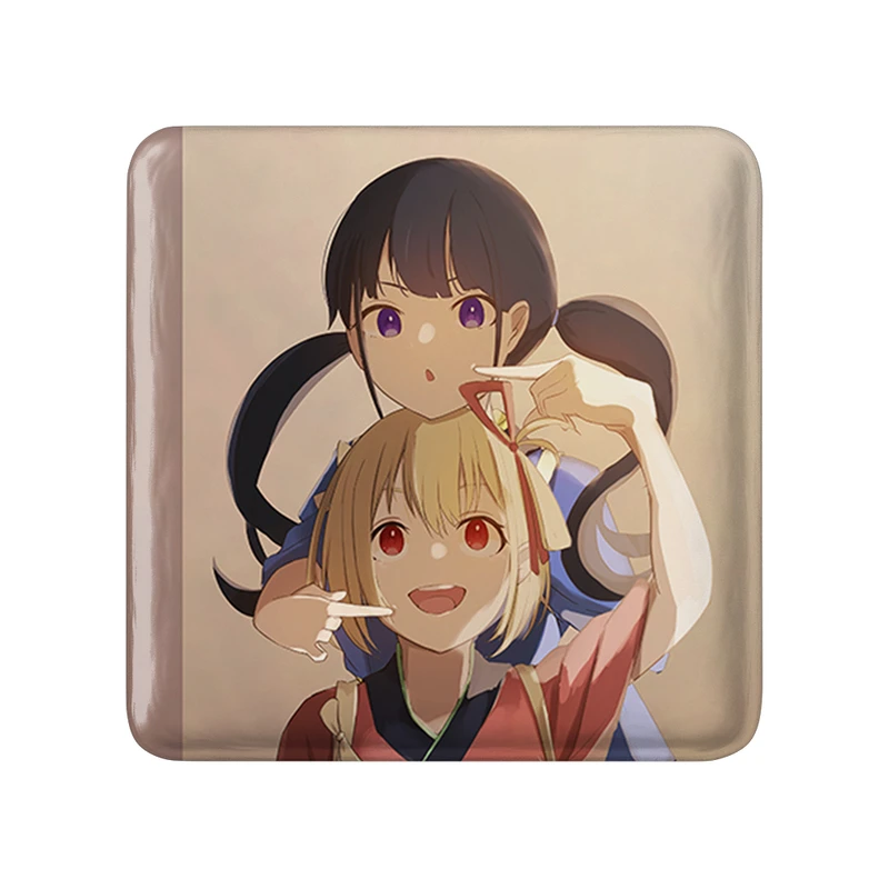 مگنت خندالو طرح تاکینا و چیساتو انیمه لیکوریس ریکویل Lycoris Recoil  مدل مربعی کد 22985