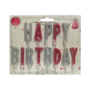 شمع تولد مدل  happy دو رنگ s2 بسته 13 عددی