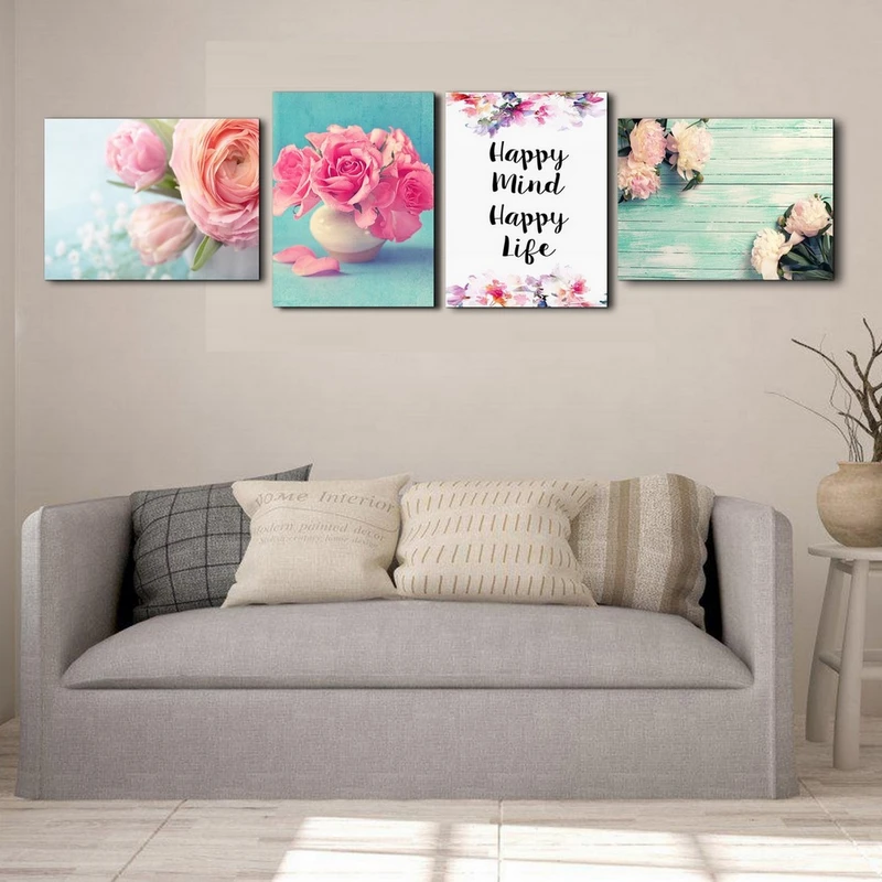 تابلو شاسی بکلیت طرح دکوراتیو گل مدل SH-236 مجموعه 4 عددی