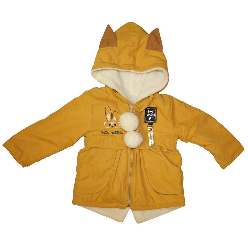 کاپشن نوزادی دخترانه SEVEN مدل خرگوش رنگ زرد خردلی