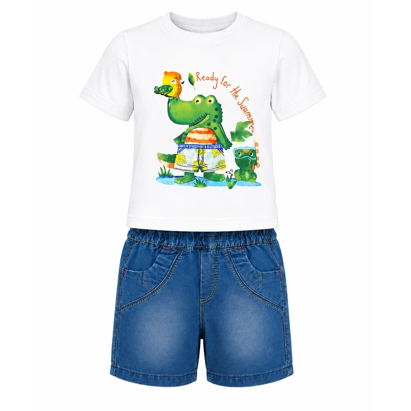 ست تی شرت و شلوارک پسرانه مدل کروکدیل 11500128