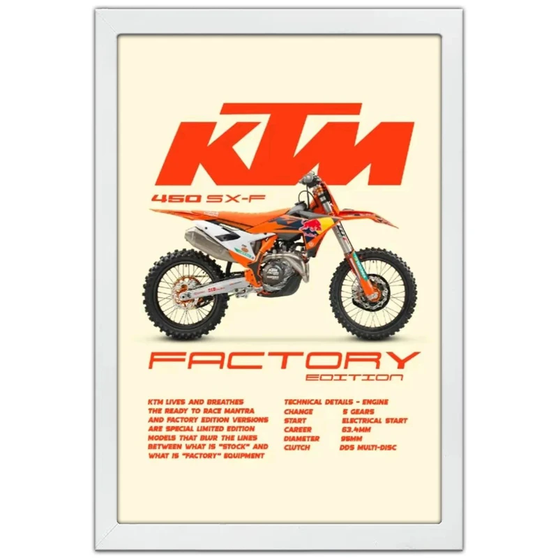 تابلو بکلیت طرح موتور کی تی ام KTM 450 SX-F مدل W-po1900 فریم سفید