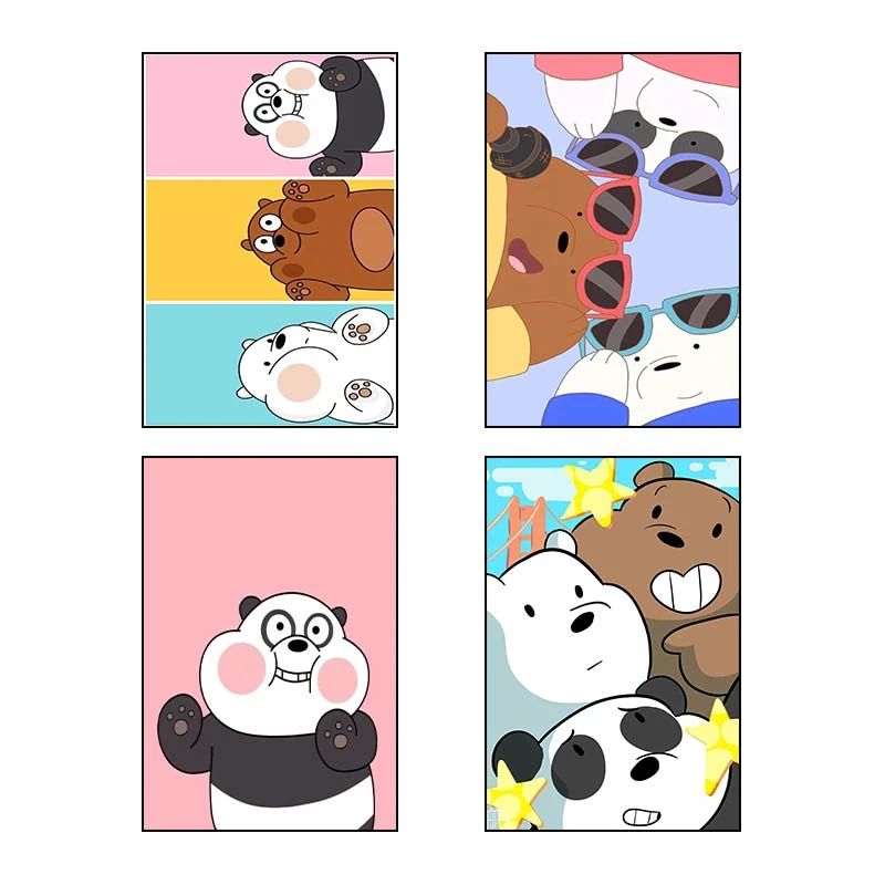 تابلو شاسي کارنيکا طرح سه خرس کله پوک We Bare Bears کد 66499 مجموعه 4 عددی