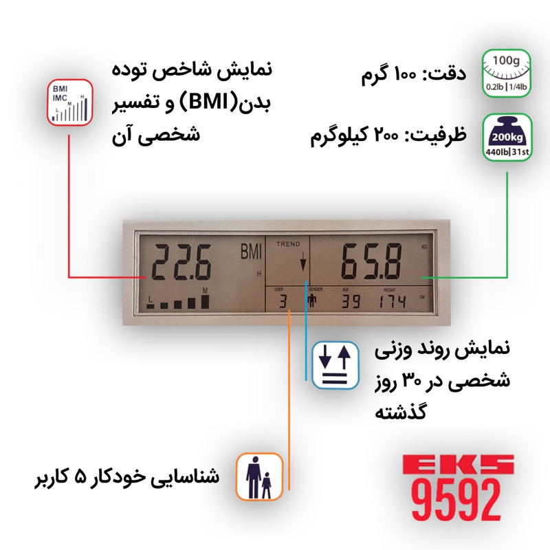 ترازو دیجیتال ای کی اس مدل 9592 ترازو دیجیتال ای کی اس مدل 9592