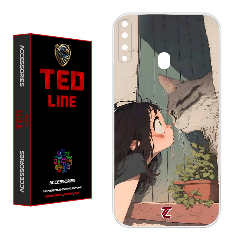 کاور تدلاین طرح دختر و گربه کد 1205 مناسب برای گوشی موبایل سامسونگ Galaxy A20S
