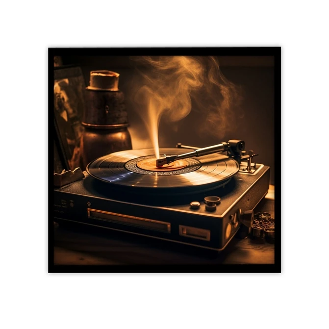 تابلو نوری بکلیت طرح هنر موسیقی و دیسک گرامافون مدل B-MID-18680