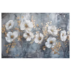 فرش پارچه‌ای مدل فرشینه طرح نقاشی انتزاعی گل کد AR3059741